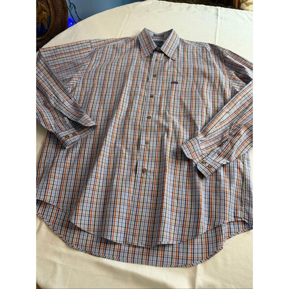 Faconnable Blue Plaid Long Sleeve Button Down Shirt Men’s Size XL